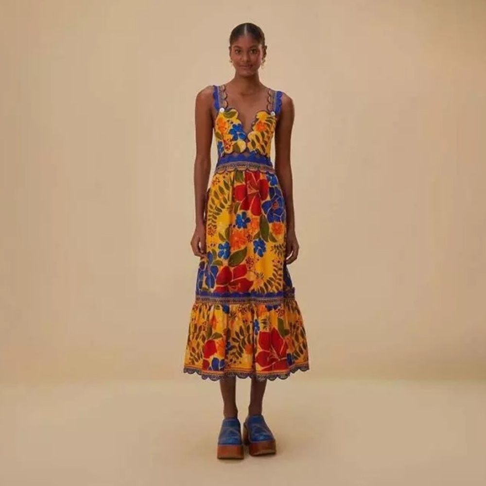 FARM Rio Floral Yellow Dress